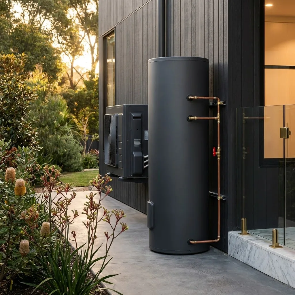 Heat pump hot water system installation by Fox plumbing and gas services